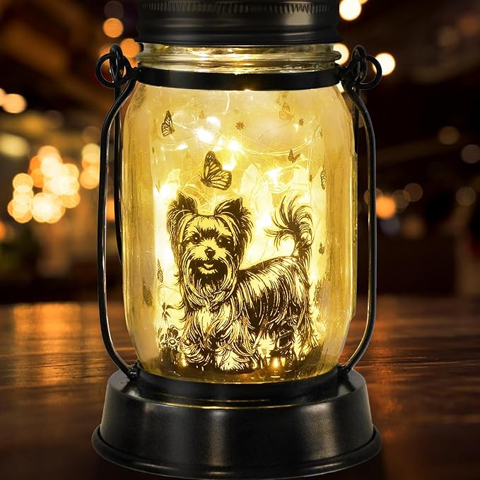 Yorkie Dog Gifts for Women/Men Yorkshire Terrier Solar Lanterns Mom Birthday Dog Lovers Lantern Pet