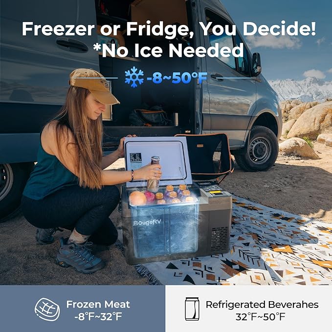 BougeRV 12 Volt Refrigerator, CRPRO 21 Quart 12V Car Fridge, Portable Freezer (-8℉~50℉), Compressor