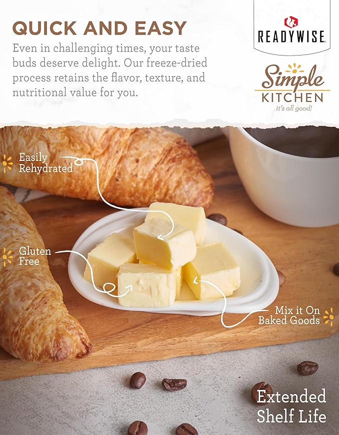 Simple Kitchen Freeze Dried Butter Powder - 204 Servings for Family Meal Prep, Gluten Free &