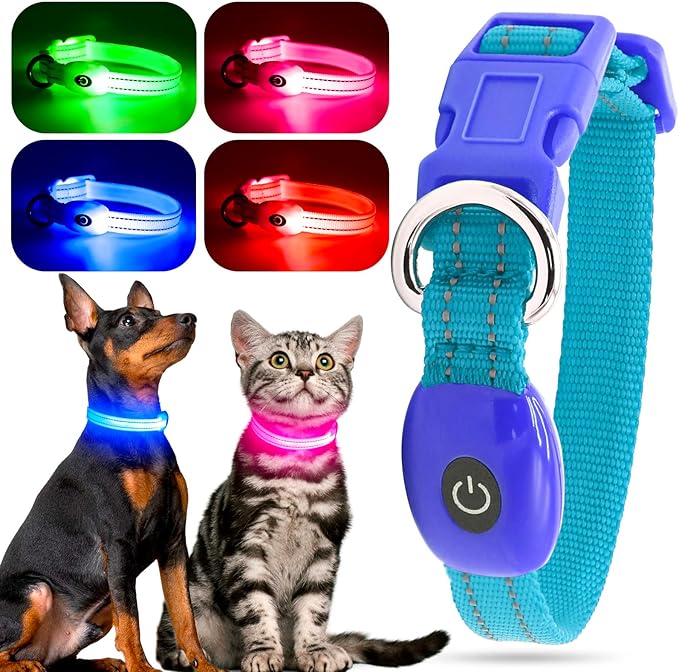 YFbrite LED Dog Collar XS, Lightweight Cat Collar Light, Comfortable Light Up Puppy Collars, USB