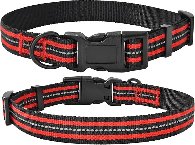 Mile High Life Reflective Dog Collar | Nylon Pet Collars wiith Buckle | Light Weight Puppy Collars