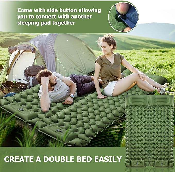 Sleeping Pad for Camping, Ultralight Inflatable Sleeping Mat with Pillow Built in Foot Pump