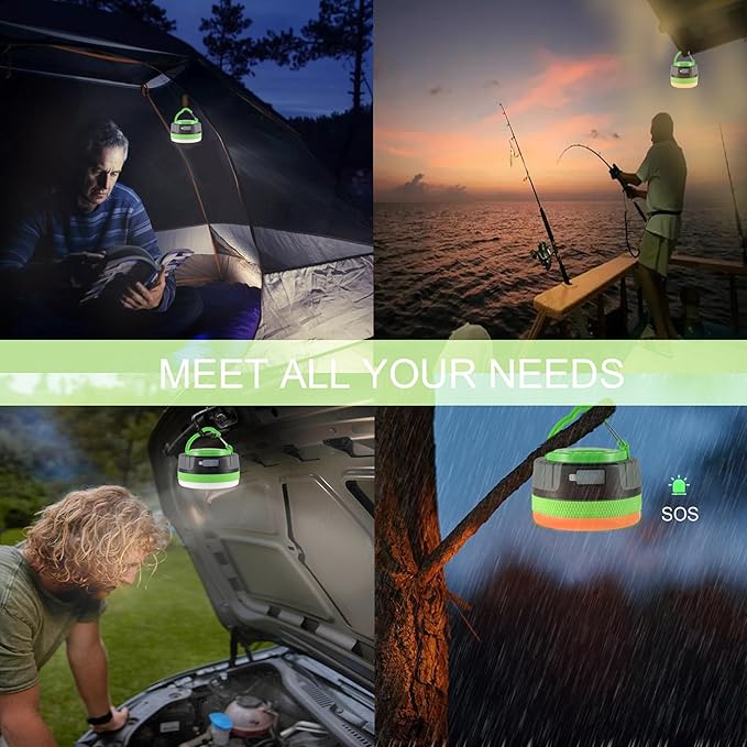 LIT-PaTH LED Camping Lantern, Rechargeable Light with Magnet Base, 2200 mAh, Survival Kit for