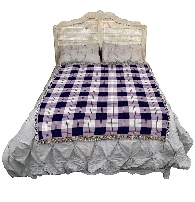 Pure Country Weavers Boysenberry Plaid Blanket - Gift Tapestry Throw Woven from Cotton - Made in