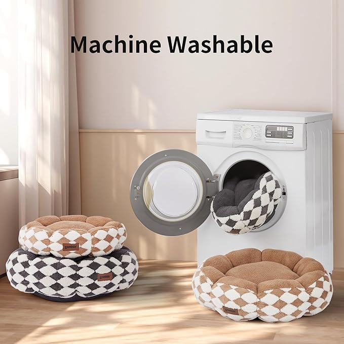 Cat Beds for Indoor Cats, Cute Donut Kitten Beds for Small Dog, Round Plush Bed for Puppy and Large