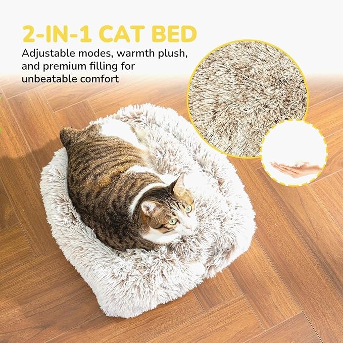 CATISM Cat Bed, Cat Cave for Indoor Cats, Soft Cat Dome, Self-Warming 2 in 1 Foldable Pet Cat House