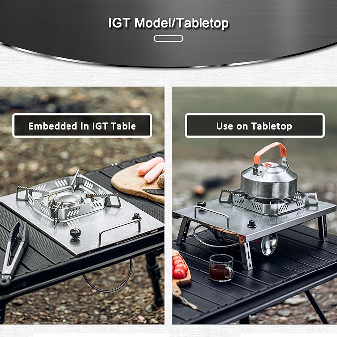 IGT Camping Stove, Desktop & Embed Folding Gas Stove, Portable Gas Stove with Carrying Handle