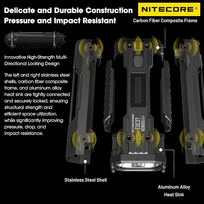Nitecore EDC37 8000 Lumen Tactical EDC Flashlight with Retractable Keychain