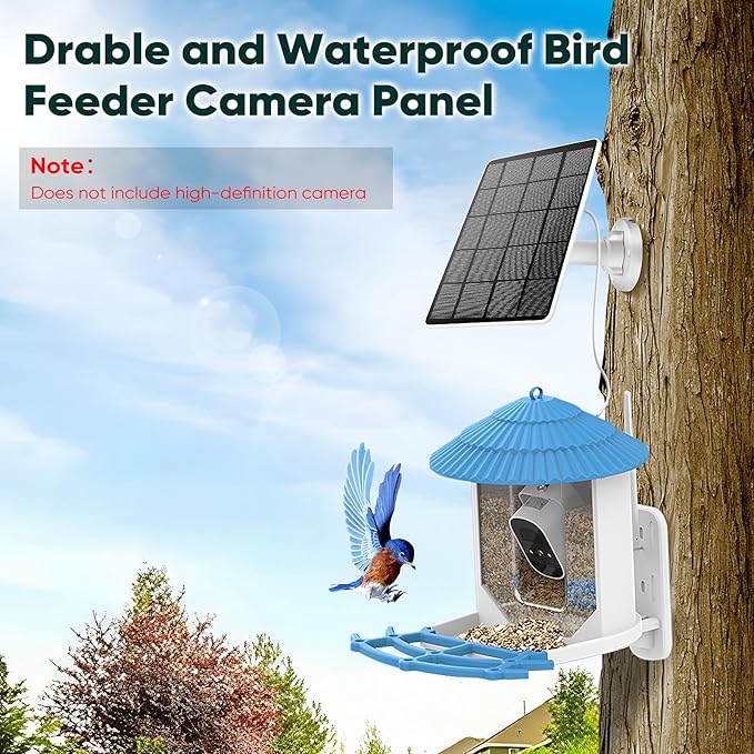 Solar Panel for Bird Feeder, Continuously 3W Power Supply for Your Bird Feeder Camera, Type-C Plug