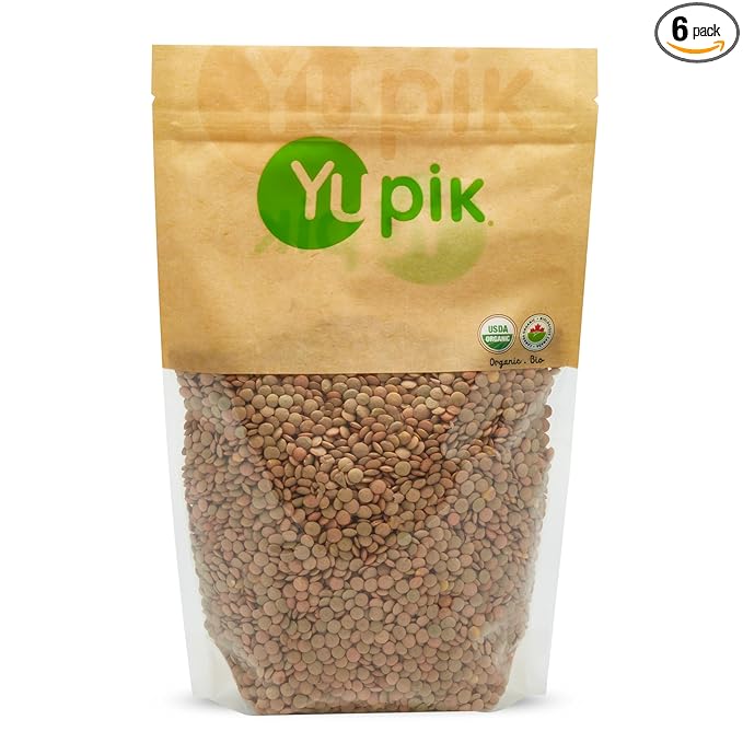 Yupik Organic Green Lentils, 2.2 lb (35.2 oz), Pack of 6, Non-GMO, Vegan, Gluten-Free, Kosher, Raw