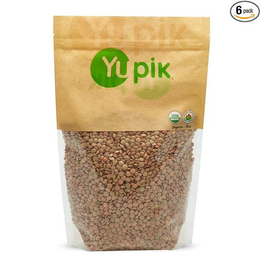 Yupik Organic Green Lentils, 2.2 lb (35.2 oz), Pack of 6, Non-GMO, Vegan, Gluten-Free, Kosher, Raw