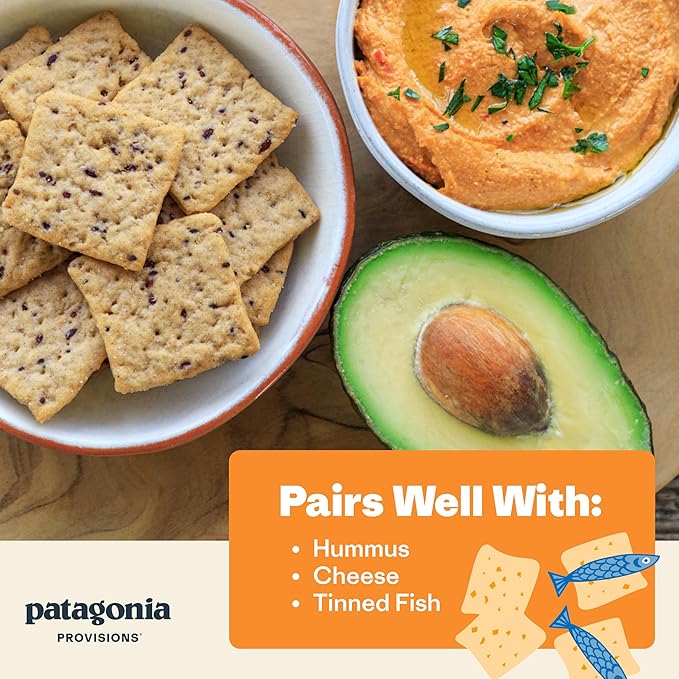Patagonia Provisions Organic Sourdough Sea Salt Crackers (6 Pack) ??3g Plant Protein Per Serving