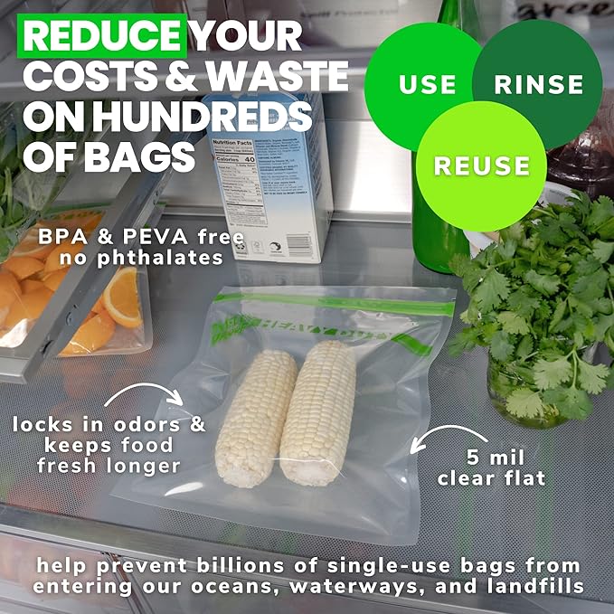 50pcs BULK DEAL, Reusable Extra HEAVY DUTY Bags Thick 5mil Reclosable Bags, BPA-Free, Washable