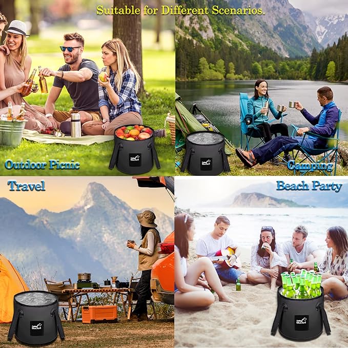 Esthesia Collapsible Bucket, 5 Gallon Portable Folding Water Container for Travelling, Camping