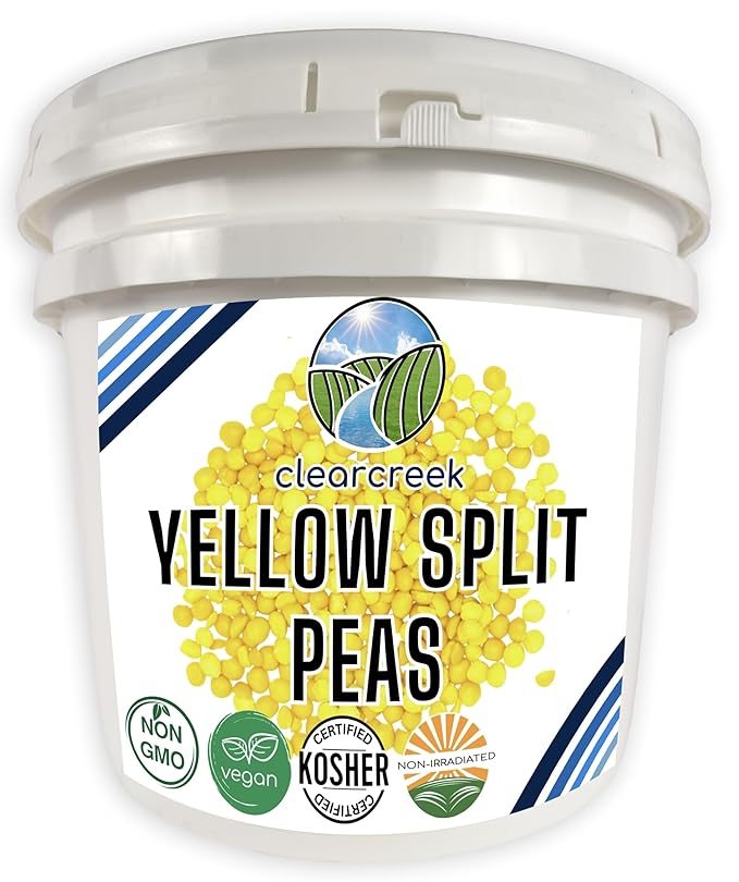 CLEAR CREEK Certified Glyphosate Residue Free Yellow Split Peas | 25 lb Bucket | Non-GMO | Kosher |