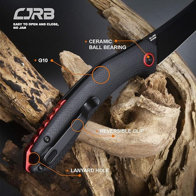 CJRB Tactical Knife, Small Folding Pocket Knife with AR-RPM9 Steel Blade and G10 Handle for Men