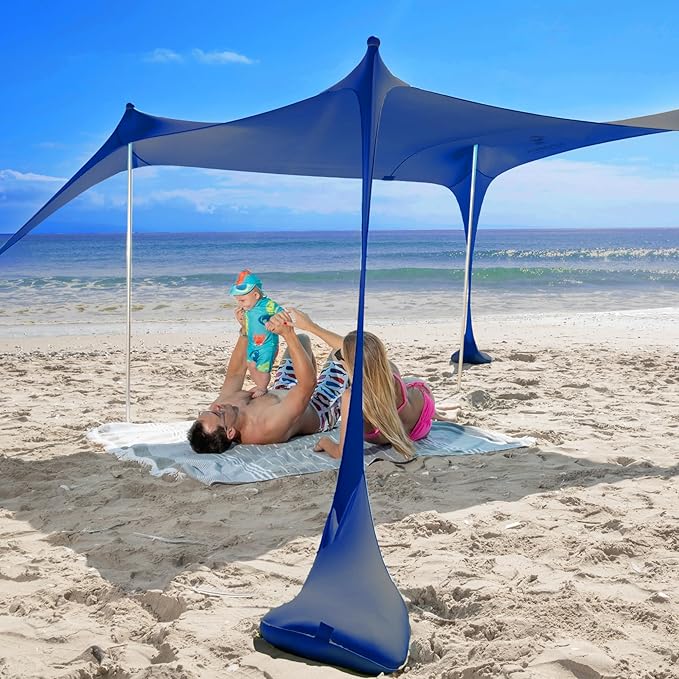 SUN NINJA Beach Tent Sun Shelter UPF50+ - Easy Pop Up Beach Canopy - Outdoor Shade for Camping