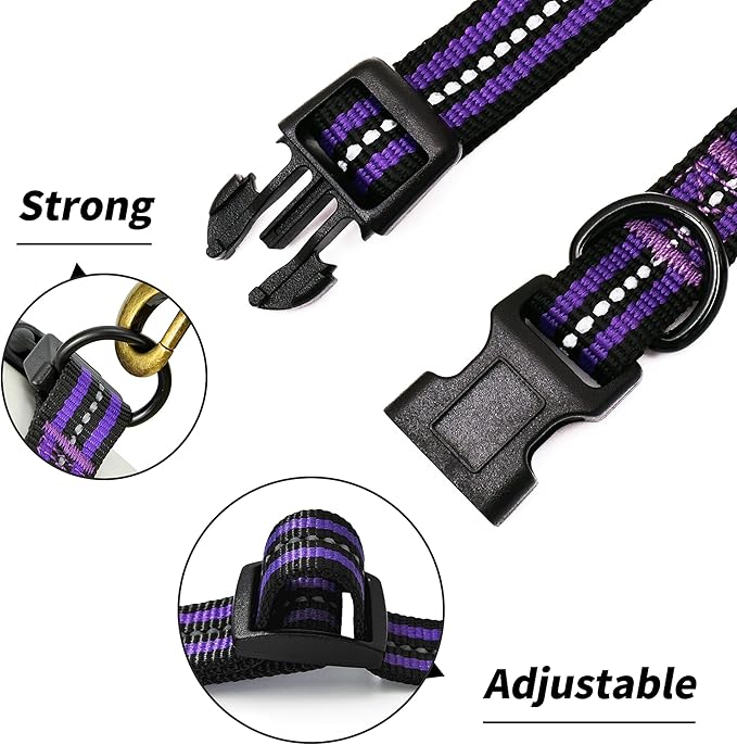 Mile High Life Reflective Dog Collar | Nylon Pet Collars wiith Buckle | Light Weight Puppy Collars