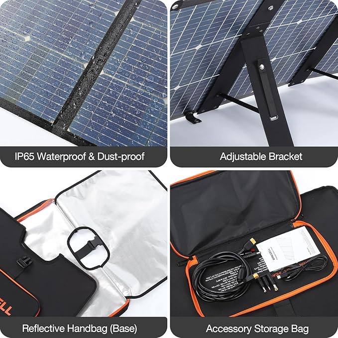 GRECELL 120W Portable Solar Panel for Power Station, 24% High Efficiency Bifacial Panel 21.6V