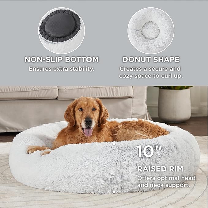 Bedsure Calming Dog Bed for Extra Large Dogs - Donut Washable Large Pet Bed, 45 inches Anti-Slip