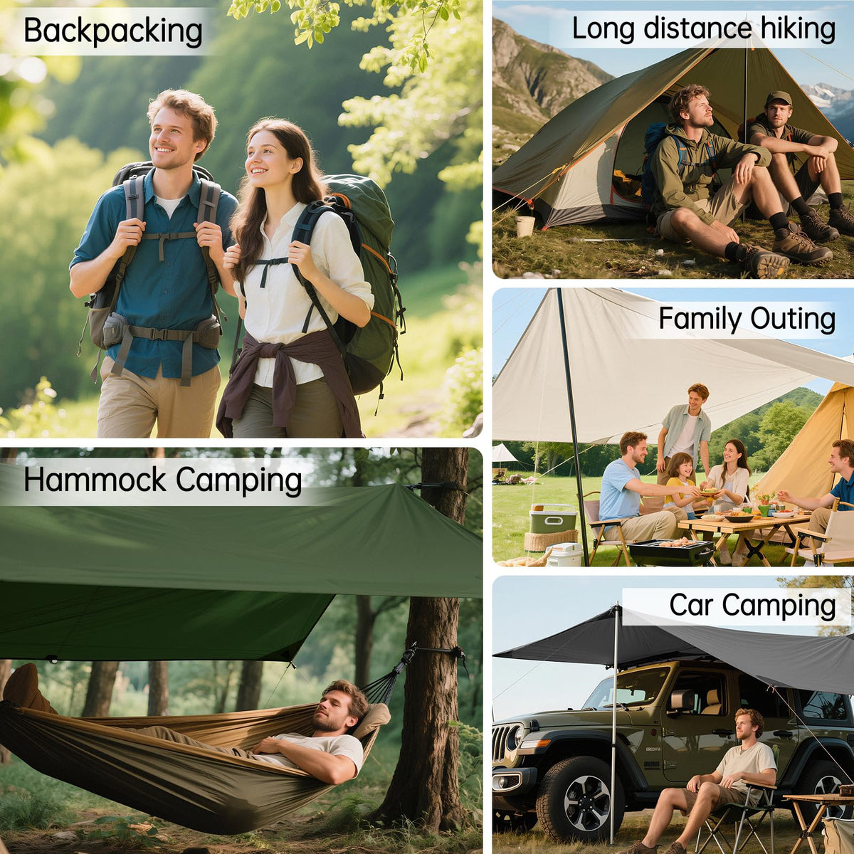 FREE SOLDIER Waterproof Camping Tarp Shelter Awning(Dark Green 10×10.5ft)