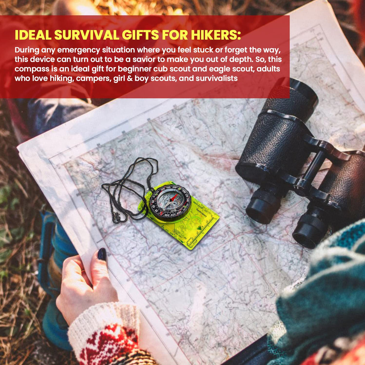 TurnOnSport Orienteering Compass - Green - product view 4