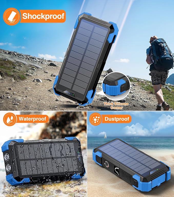 GOODaaa Portable Charger 42800mAh Built in 4 Cables and Thermometer 15W Fast Charging Power Bank