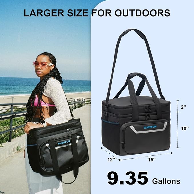 EVERFUN Small Cooler Lunch Box Mini Leak-Proof Soft Double Deck 24 Can Personal Insulated