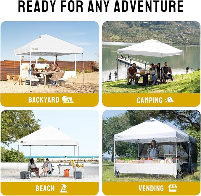 CROWN SHADES 12x12 Pop Up Canopy Outside Canopy, Patented One Push Tent Canopy with Wheeled Carry