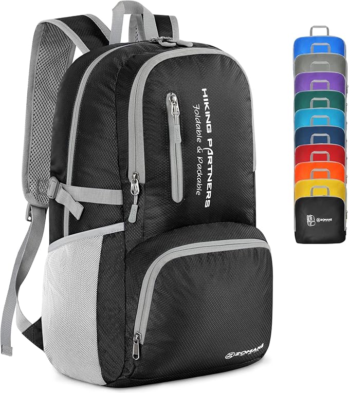 ZOMAKE Lightweight Packable Backpack, 35L Light Foldable Hiking Backpacks Water Resistant