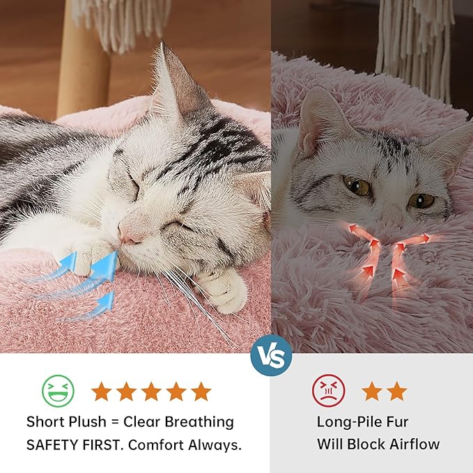 OhGeni 20 inches Calming Donut Dog & Cat Bed for Small Pets, Warming Comfort Fluffy Short Pile Fur