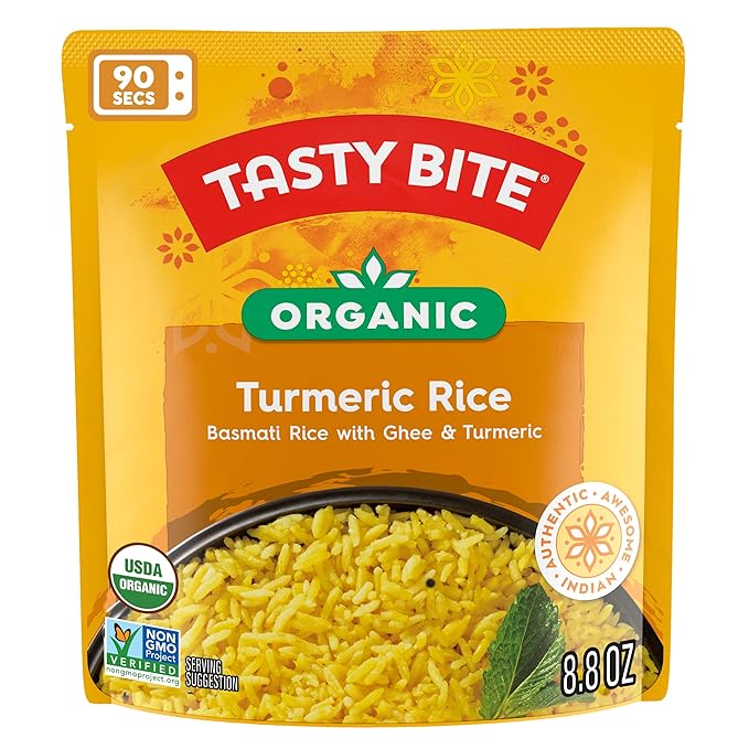 Tasty Bite Organic Turmeric Rice, 8.8 Ounce, Pack of 6, Ready to Eat, Microwavable, Vegetarian