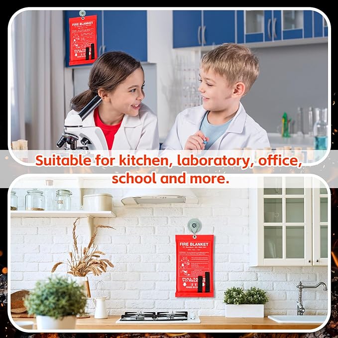 Macarrie 30 Pack 39??x 39??Fire Blanket Emergency for Home and Kitchen Safety Suppression Blanket