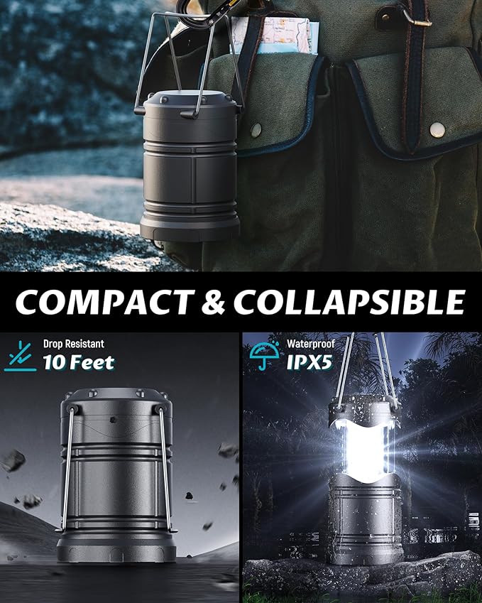 Lichamp 4 Pack LED Camping Lanterns, Battery Powered Camping Lights LED Collapsible Flashlight