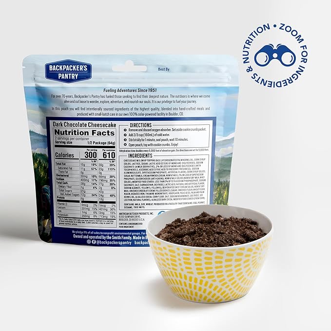 Backpacker's Pantry Dark Chocolate Cheesecake Mix, 2 Servings Per Pouch (6 Count), Freeze Dried