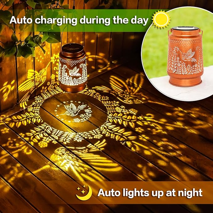 Hummingbird Solar Lanterns Outdoor Waterproof Hanging Solar Lights Hummingbird Gifts for Women Men