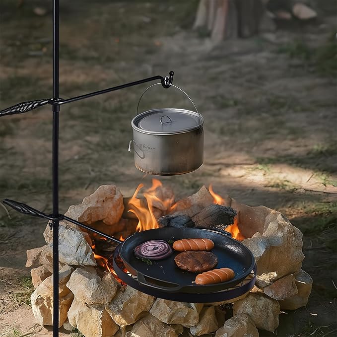 Outvita Swivel Campfire Grill, Open Fire Cooking Equipment for Camping with Height Adjustable Grill