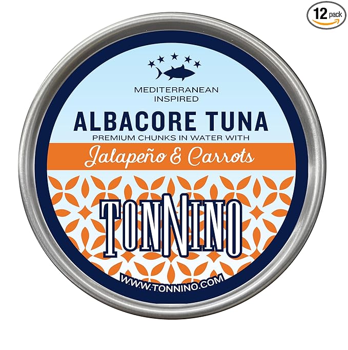 Tonnino Tuna Fish Albacore - Premium chunk in water with Jalapeño & Carrots ??Pack of 12