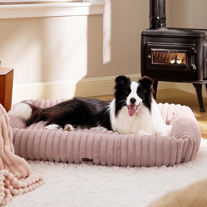 Bedsure Cute Dog Bed for Extra Large Dogs - Washable Furry Puppy Beds, Rectangle Orthopedic XL Pet