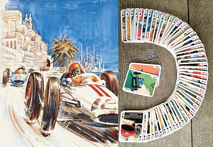 CAR Racing Playing Cards (Poker Deck 54 Cards All Different) Vintage Retro Car Racing Travel Posters
