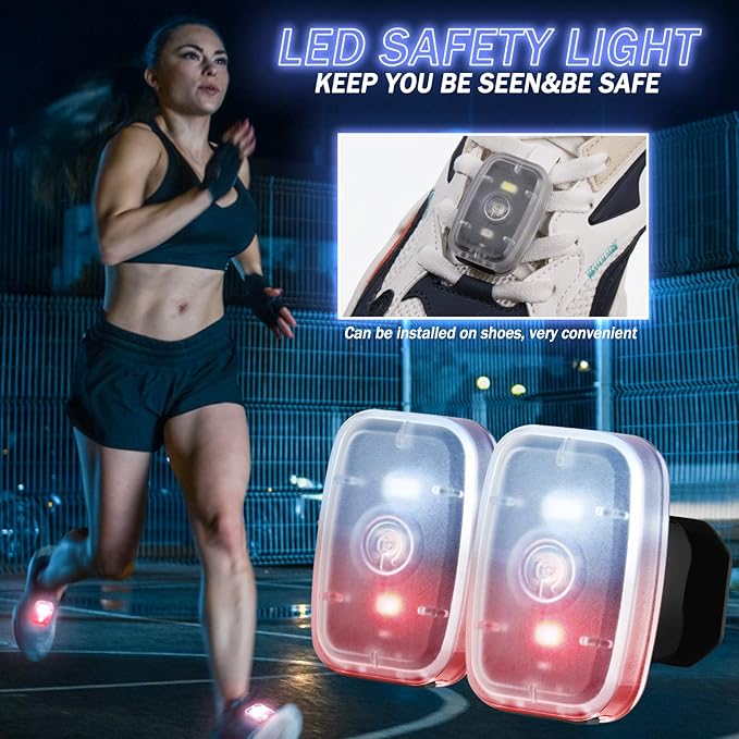 Mudder Running Lights for Runners Rechargeable LED Safety Lamps USB Rechargeable Clip on Strobe