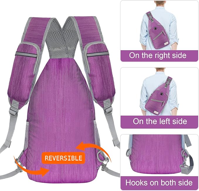 ZOMAKE Sling Bag,Small Crossbody Sling Backpack,Water Resistant Shoulder Daypack for Travel,Anti