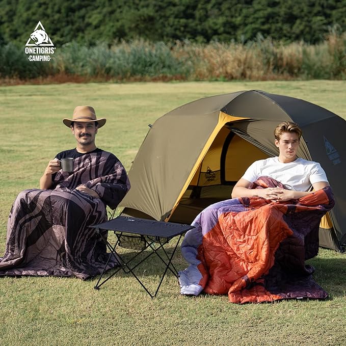 ONETIGRIS Camping Blanket,Wearable Outdoor Quilt with Recycled Thermal Insulation, Convertible to
