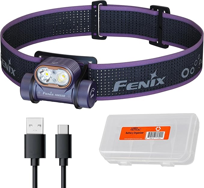 Fenix HM55R Rechargeable Headlamp, 1200 Lumen Spotlight Floodlight & Red Light, Lightweight, Long