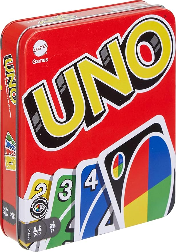 Mattel Games UNO Card Game in a Collectible Storage Tin for Kids, Adults, Families, Parties &