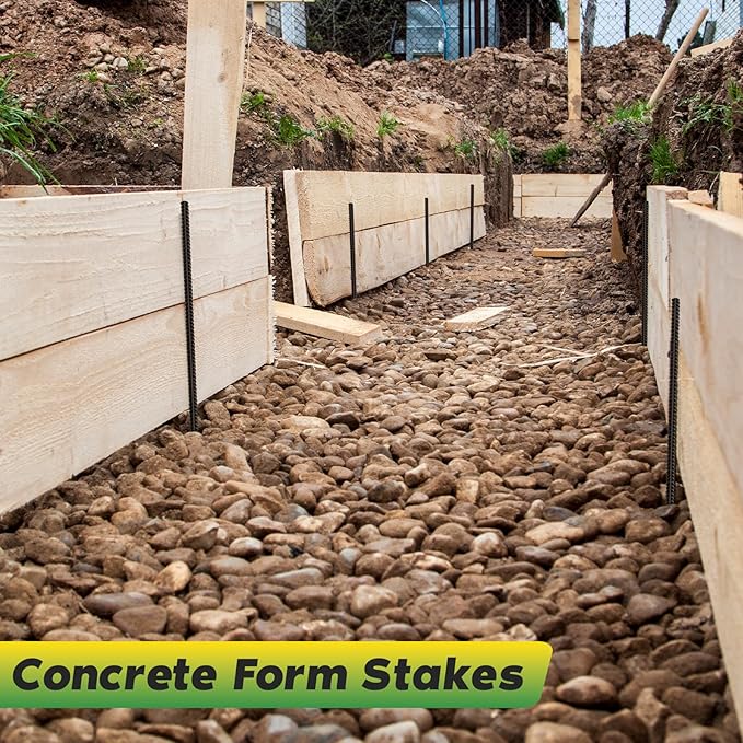 24 inches Straight Rebar Stakes 18-Pack Ground Stake Heavy Duty Metal Steel Spikes for Gardening