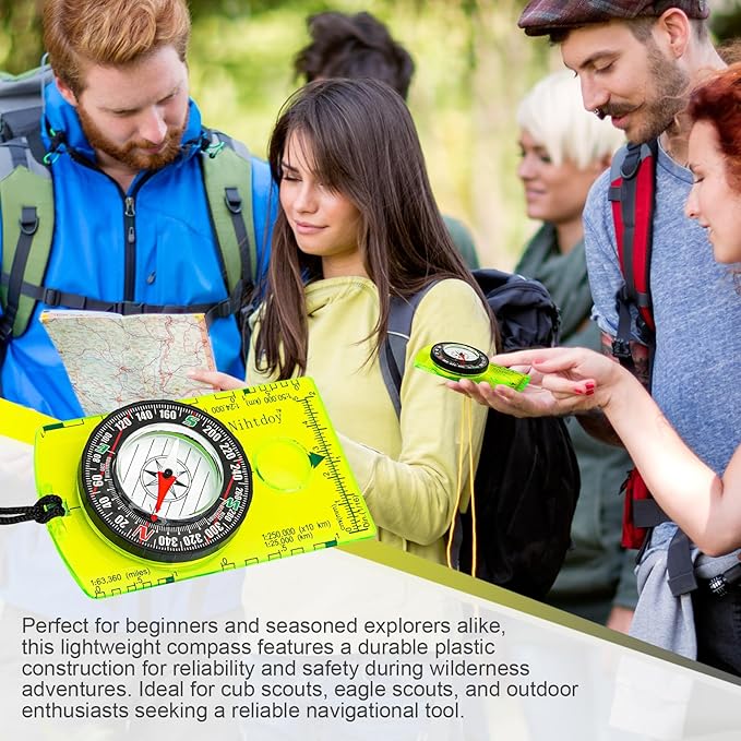 Multipurpose Outdoor Compass for Hiking, Scouting, Camping, and Navigation - Liquid-Filled