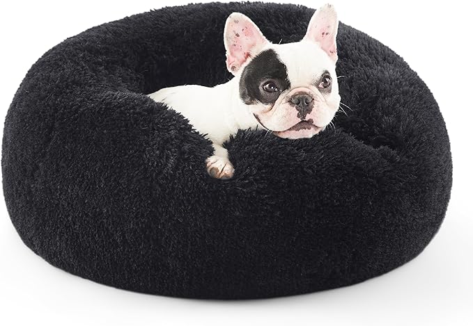 Bedsure Calming Dog Bed for Small Medium Dogs - Donut Washable Medium Pet Bed, 27 inches Anti-Slip