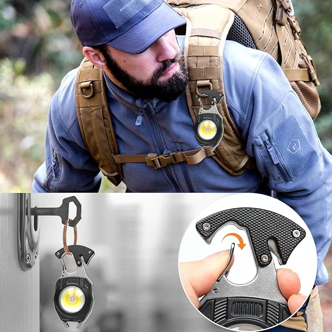 MAKDAK 2PC Keychain Flashlight Rechargeable Cob Keychain Work Light 7 Modes 1600Lumen High Lumen