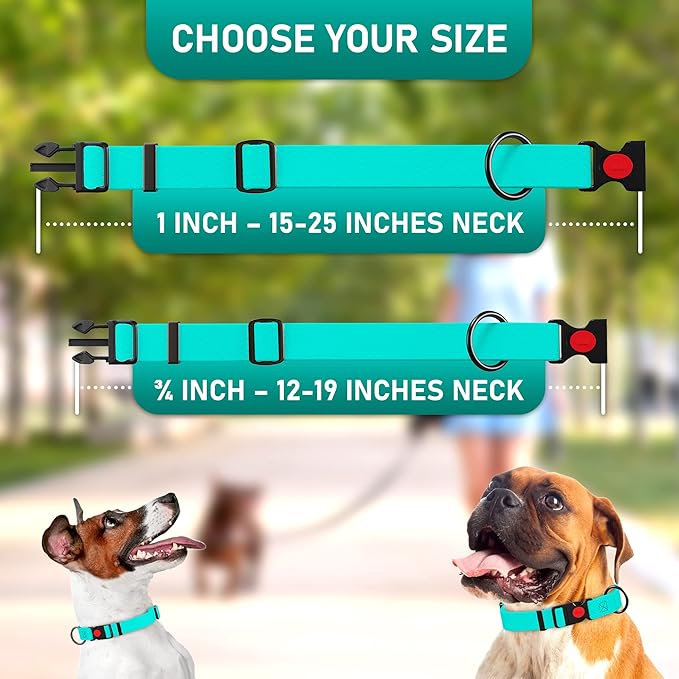 Adjustable Dog Collar with QR Code Dog Tag ID Attached - Made in USA - Honeycomb Waterproof Heavy